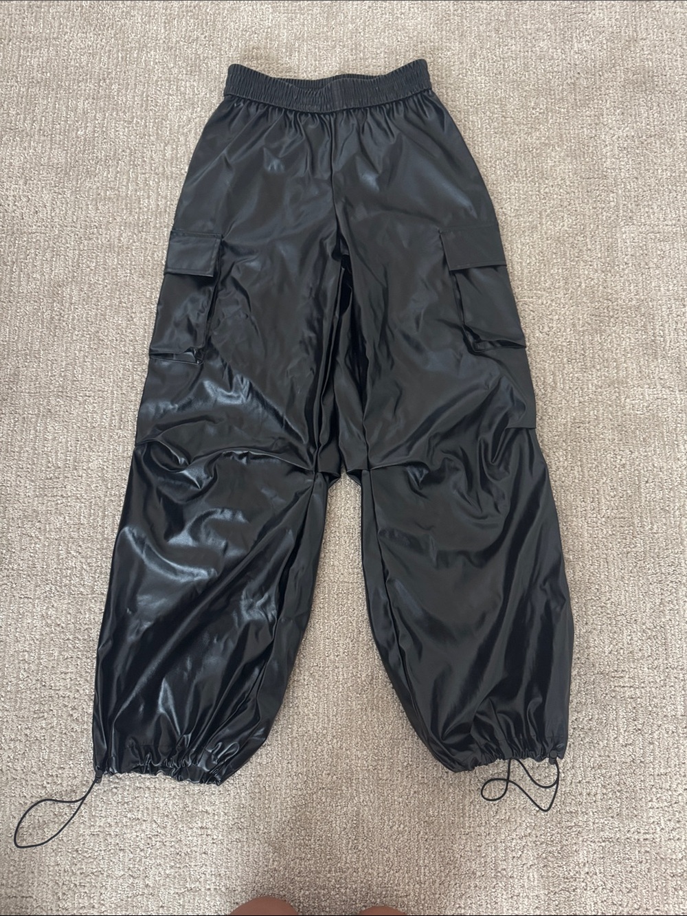 Kids Black Cargo Windbreaker Pants